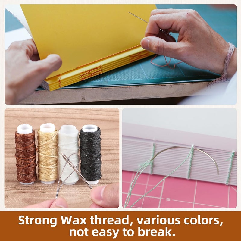 HEJIN Book Binding Materials, Book Binding Tools with Plastic Bone Folder, Waxed Thread, Bookbinding Kits for Beginners, Bookbinding Supplies - Image 3